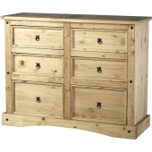 Corona 6 Drawer Chest Distressed Waxed Pine